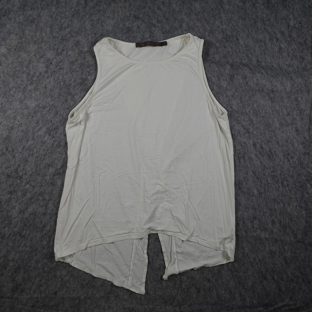 Feel The Piece Top Women Extra Small White Sleeveless Split Back USA Made Tank